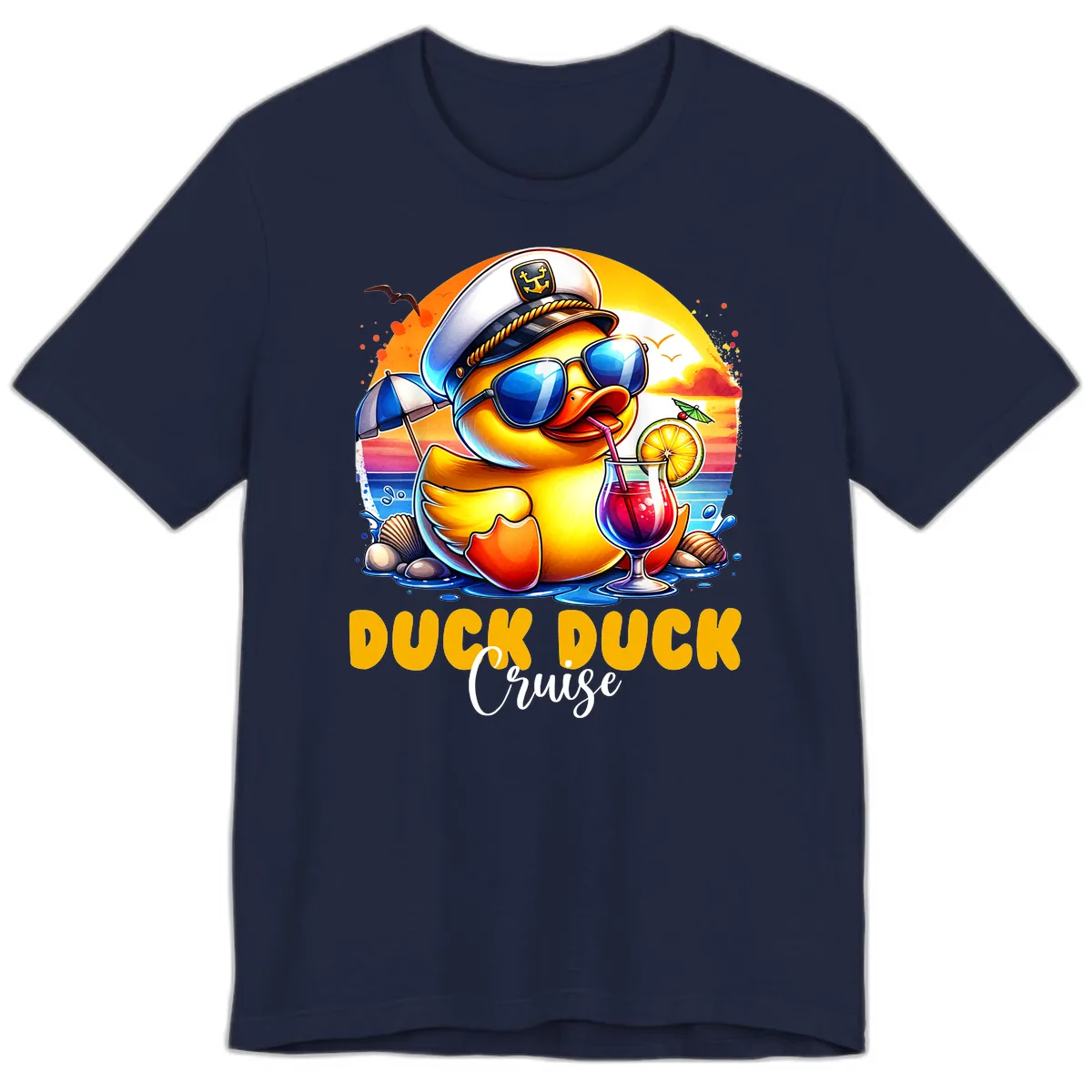 Captain Duck's Tropical Cruise Adventure Premium T-Shirt in Navy