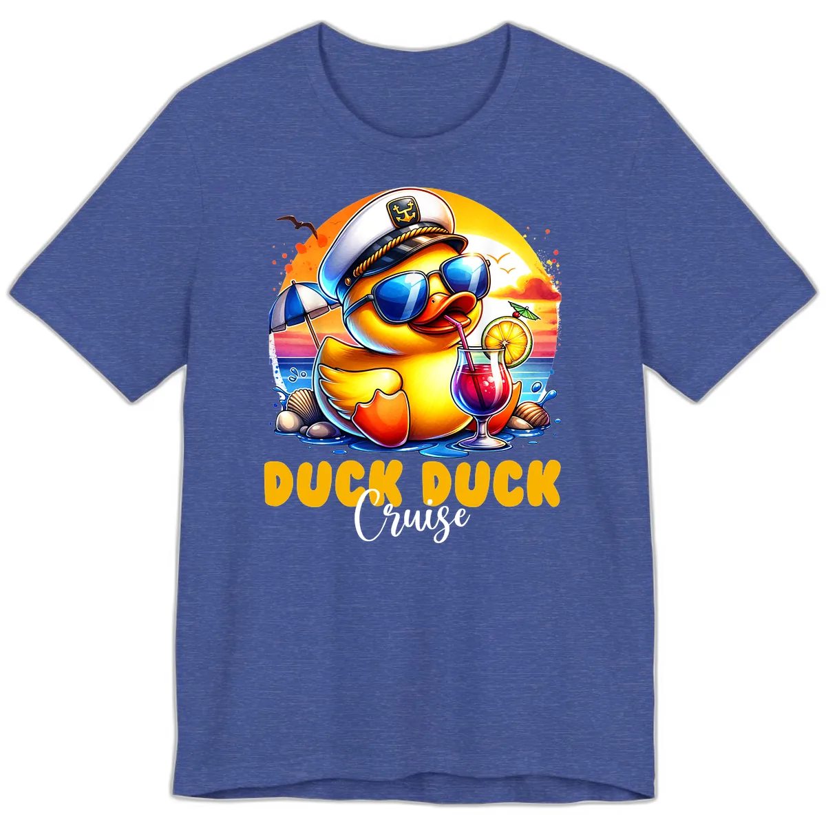 Captain Duck's Tropical Cruise Adventure Premium T-Shirt in Heather True Royal