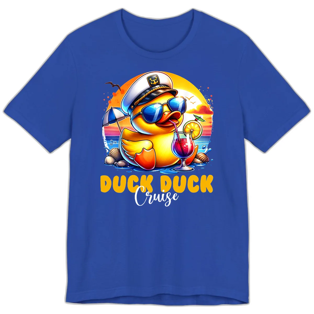 Captain Duck's Tropical Cruise Adventure Premium T-Shirt in True Royal