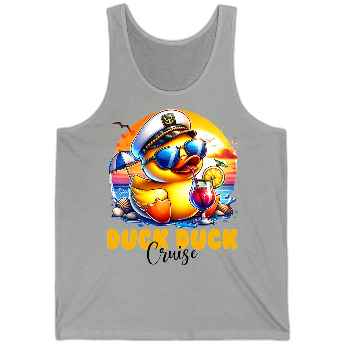 Captain Duck's Tropical Cruise Adventure Tank in Athletic Heather