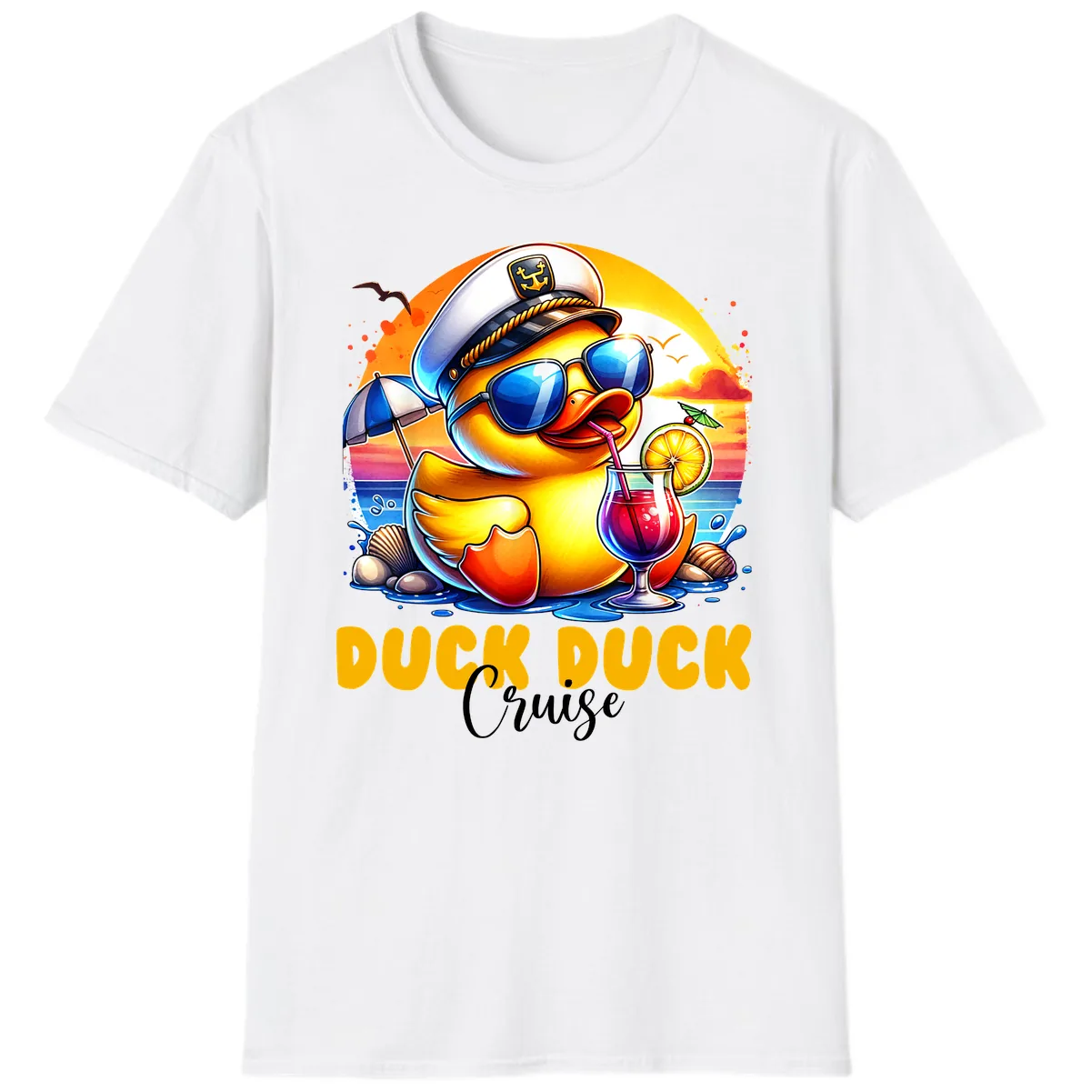 Captain Duck's Tropical Cruise Adventure T-Shirt in White
