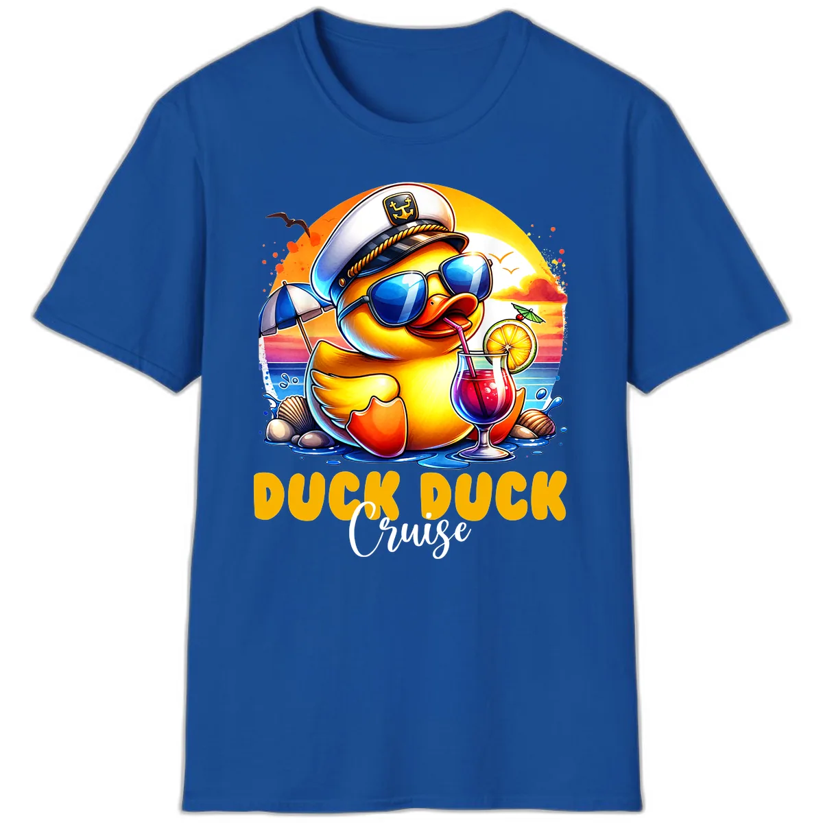 Captain Duck's Tropical Cruise Adventure T-Shirt in Royal