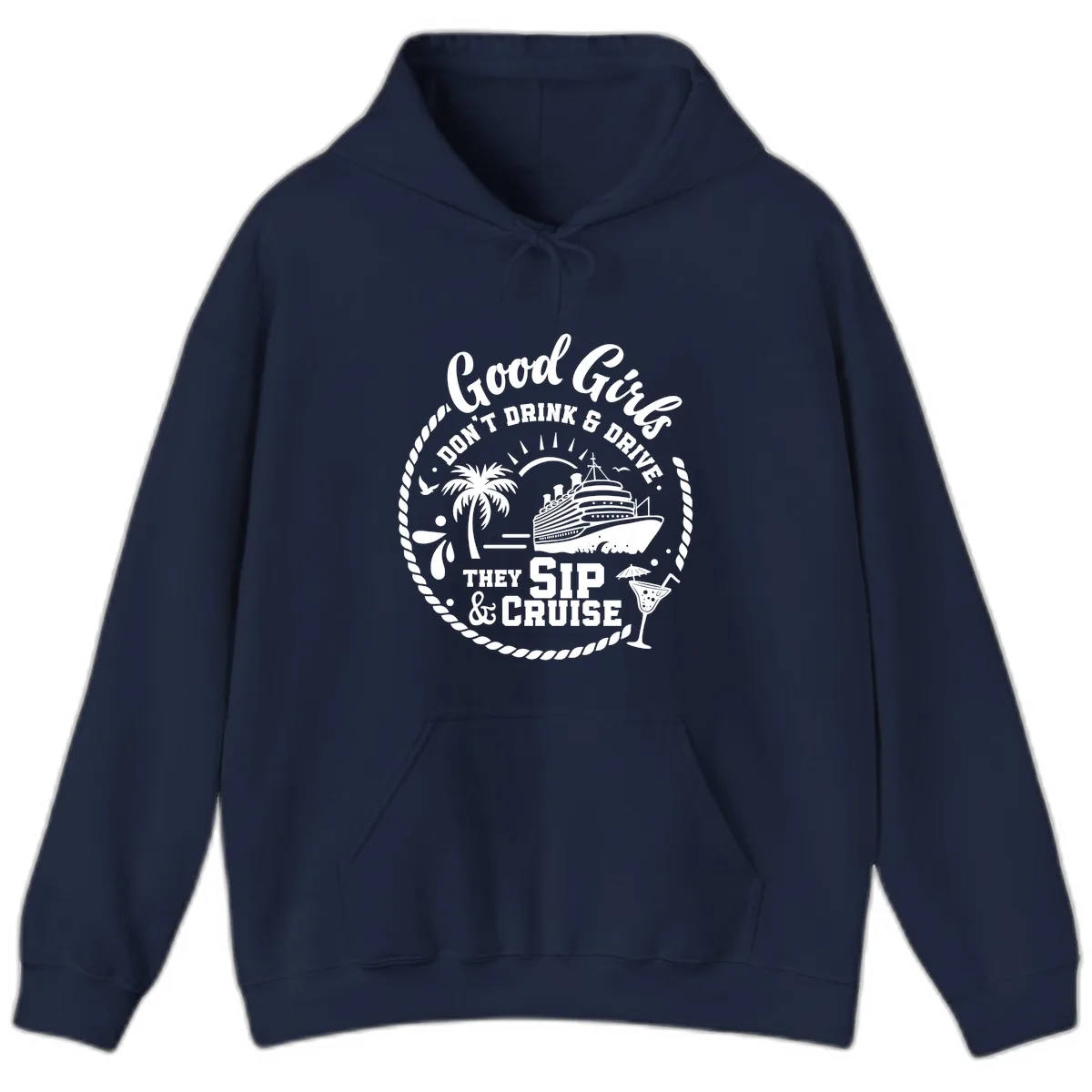 Good Girls Sip and Cruise Hoodie in Navy