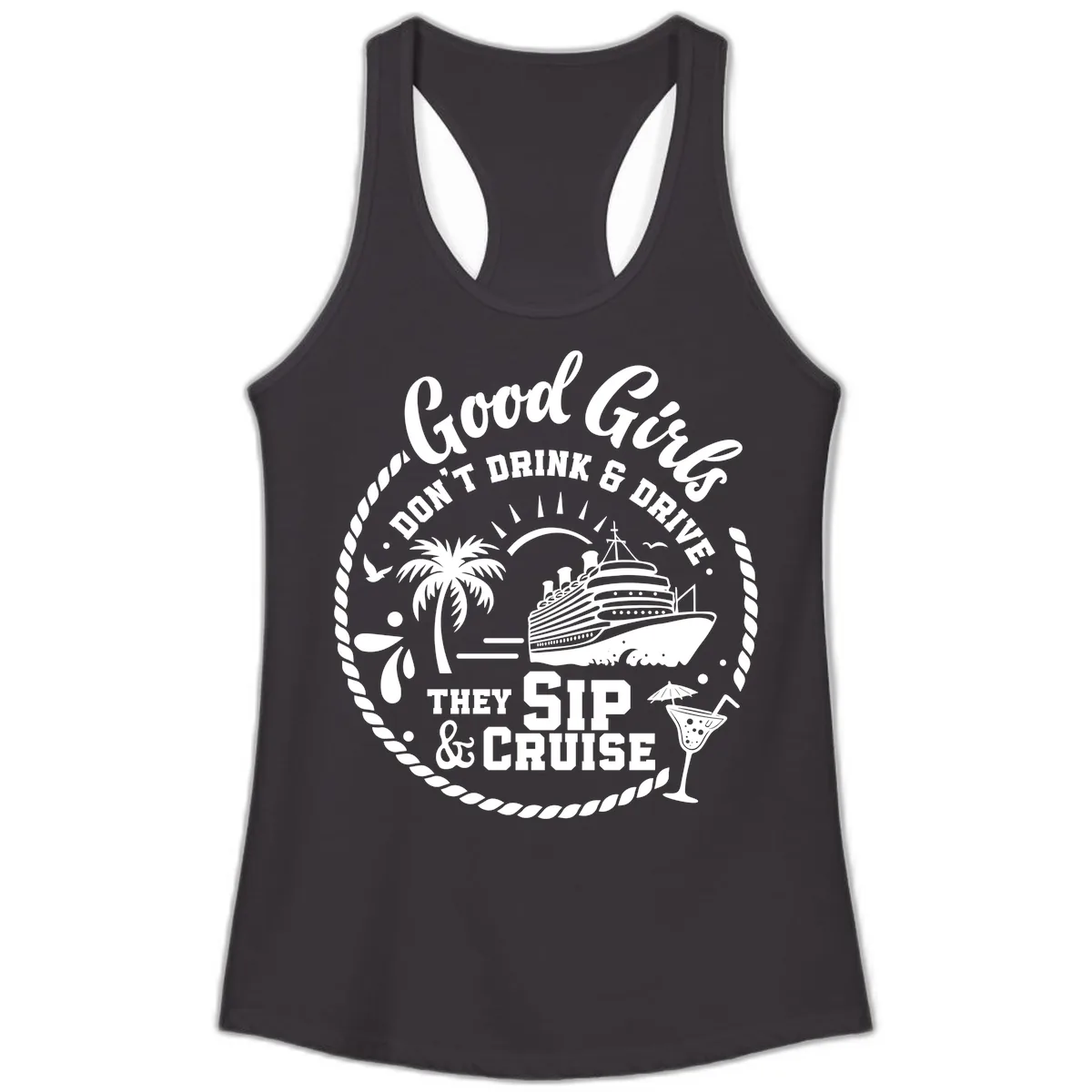Good Girls Sip and Cruise Ladies Tank in Black