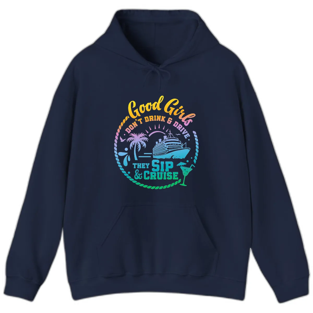 Good Girls Sip And Cruise Hoodie in Navy