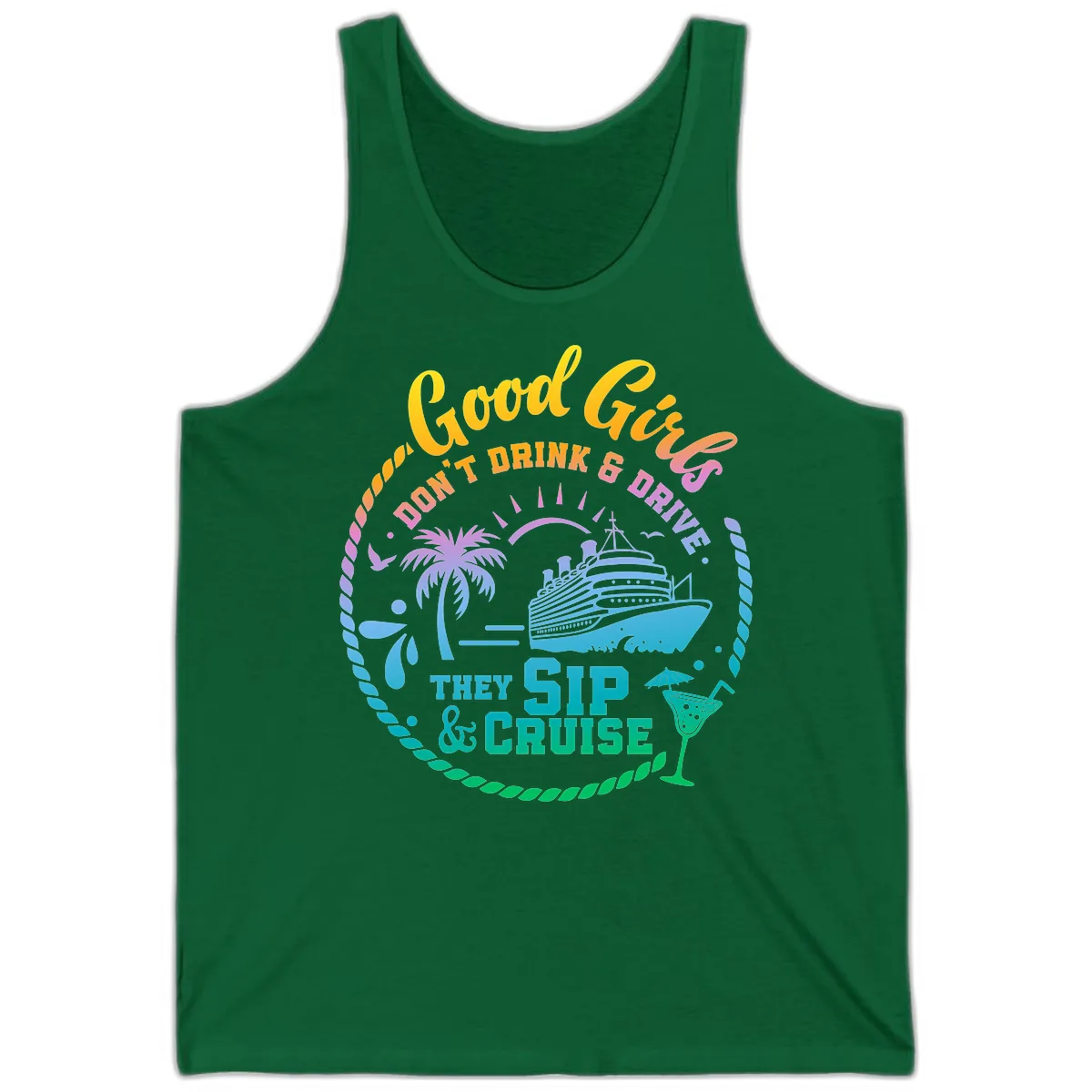 Good Girls Sip And Cruise Tank in Kelly