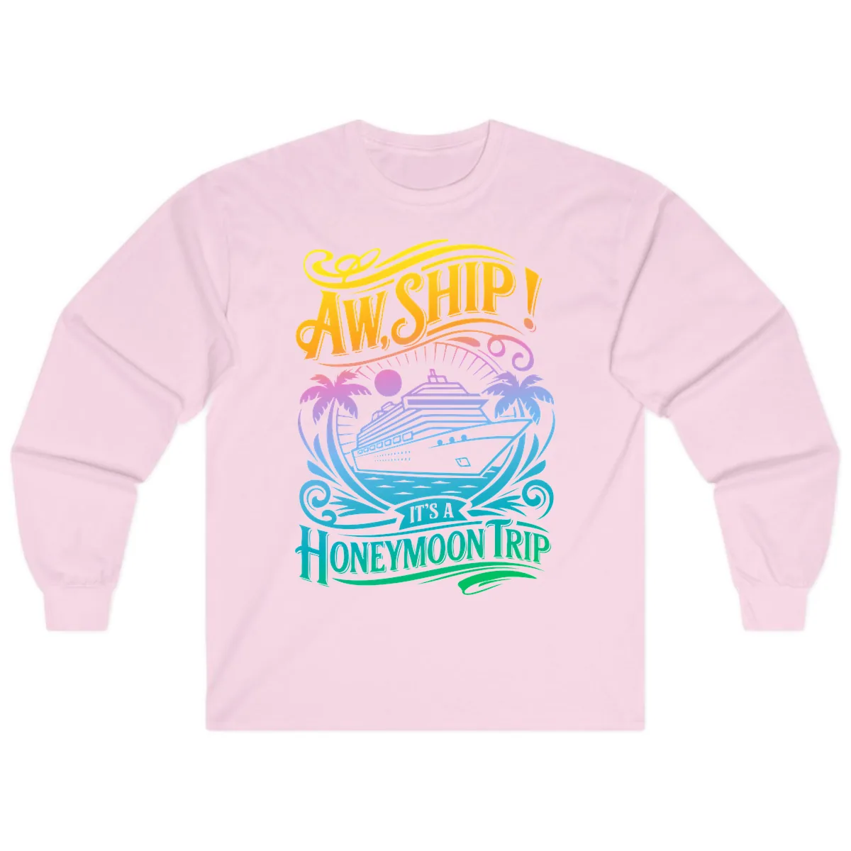 Aw, Ship! It's A Honeymoon Trip Long Sleeve in Light Pink
