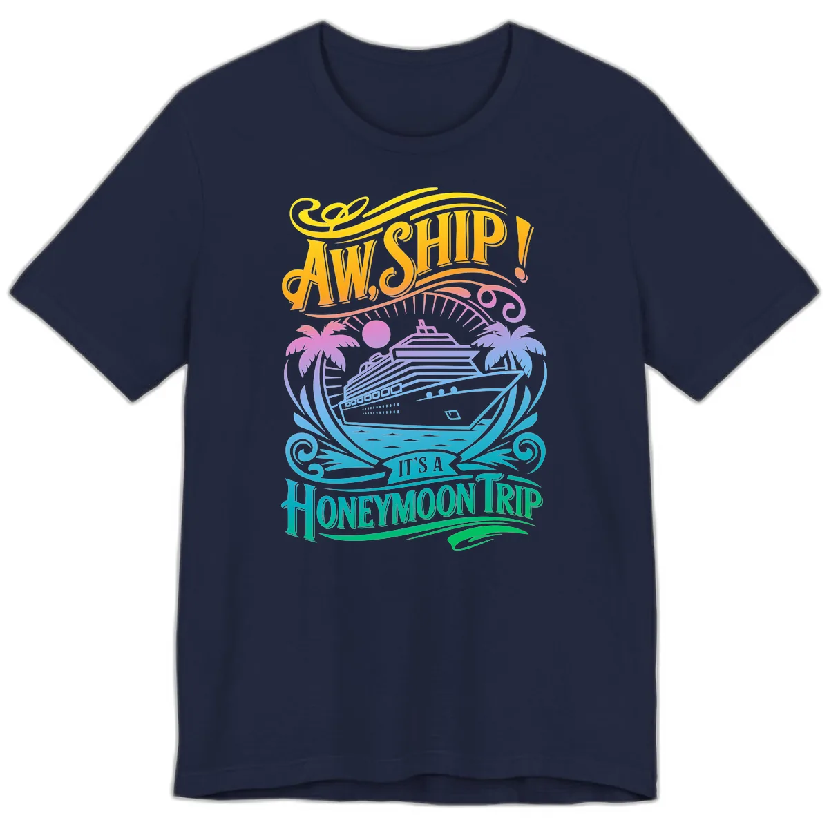 Aw, Ship! It's A Honeymoon Trip Premium T-Shirt in Navy