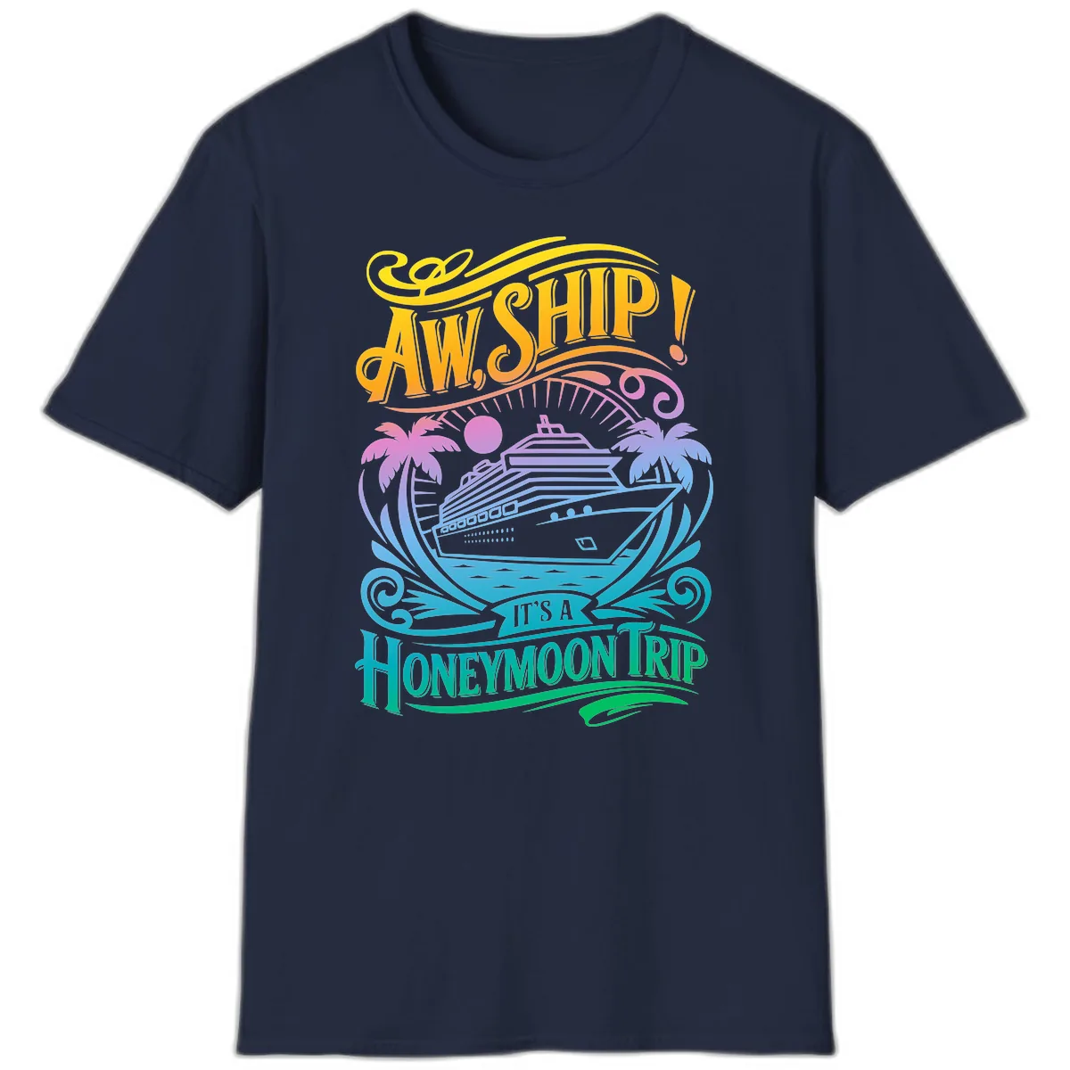 Aw, Ship! It's A Honeymoon Trip T-Shirt in Navy