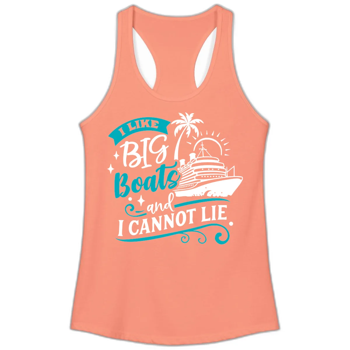 I Like Big Boats And I Cannot Lie Ladies Tank in Solid Light Orange