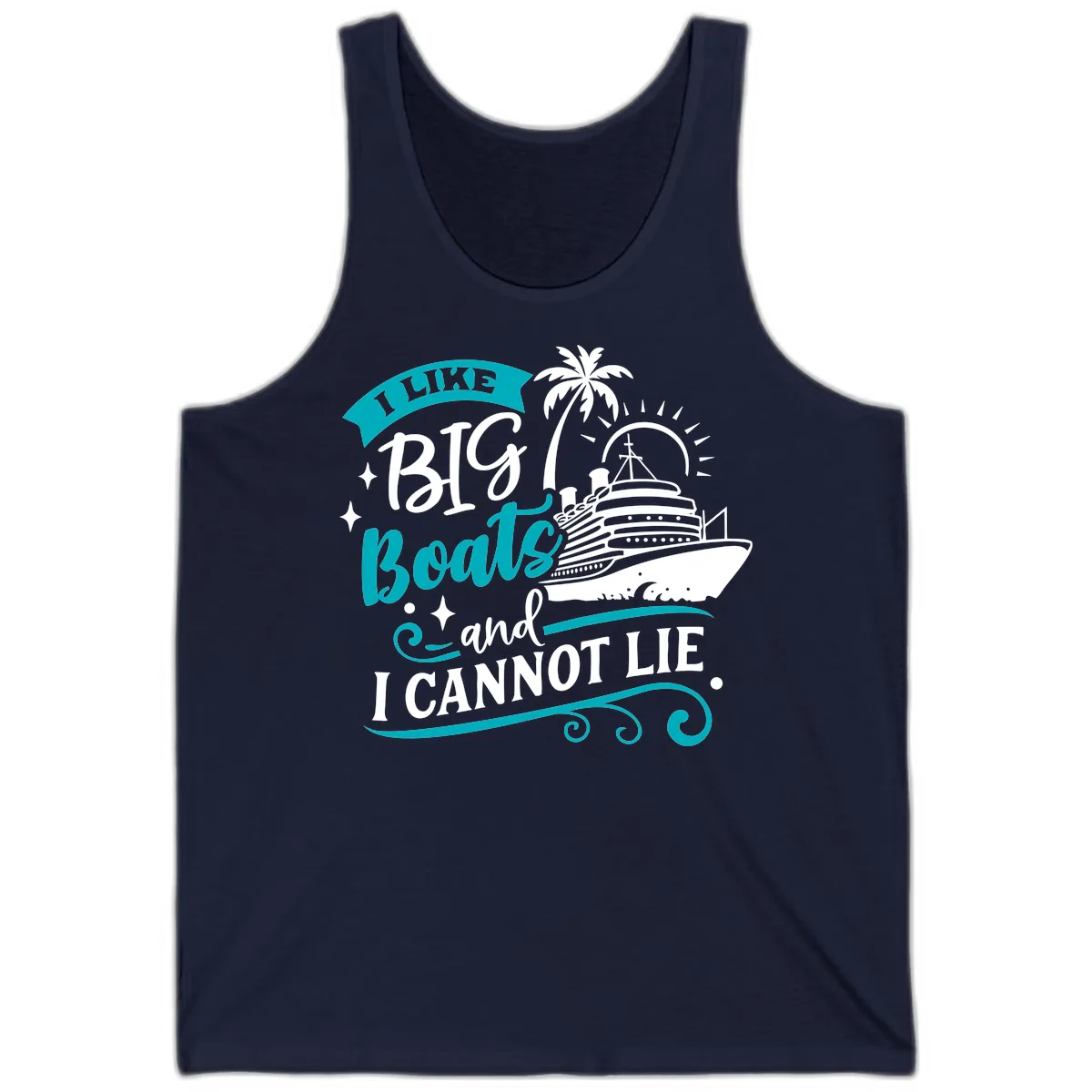 I Like Big Boats And I Cannot Lie Tank in Navy