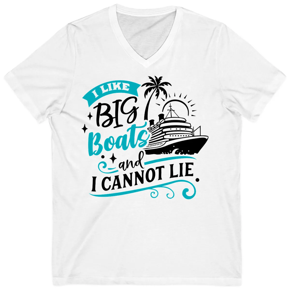 I Like Big Boats And I Cannot Lie V-Neck in White