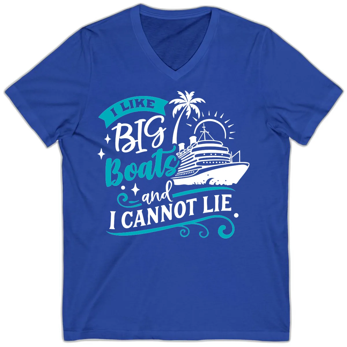 I Like Big Boats And I Cannot Lie V-Neck in True Royal