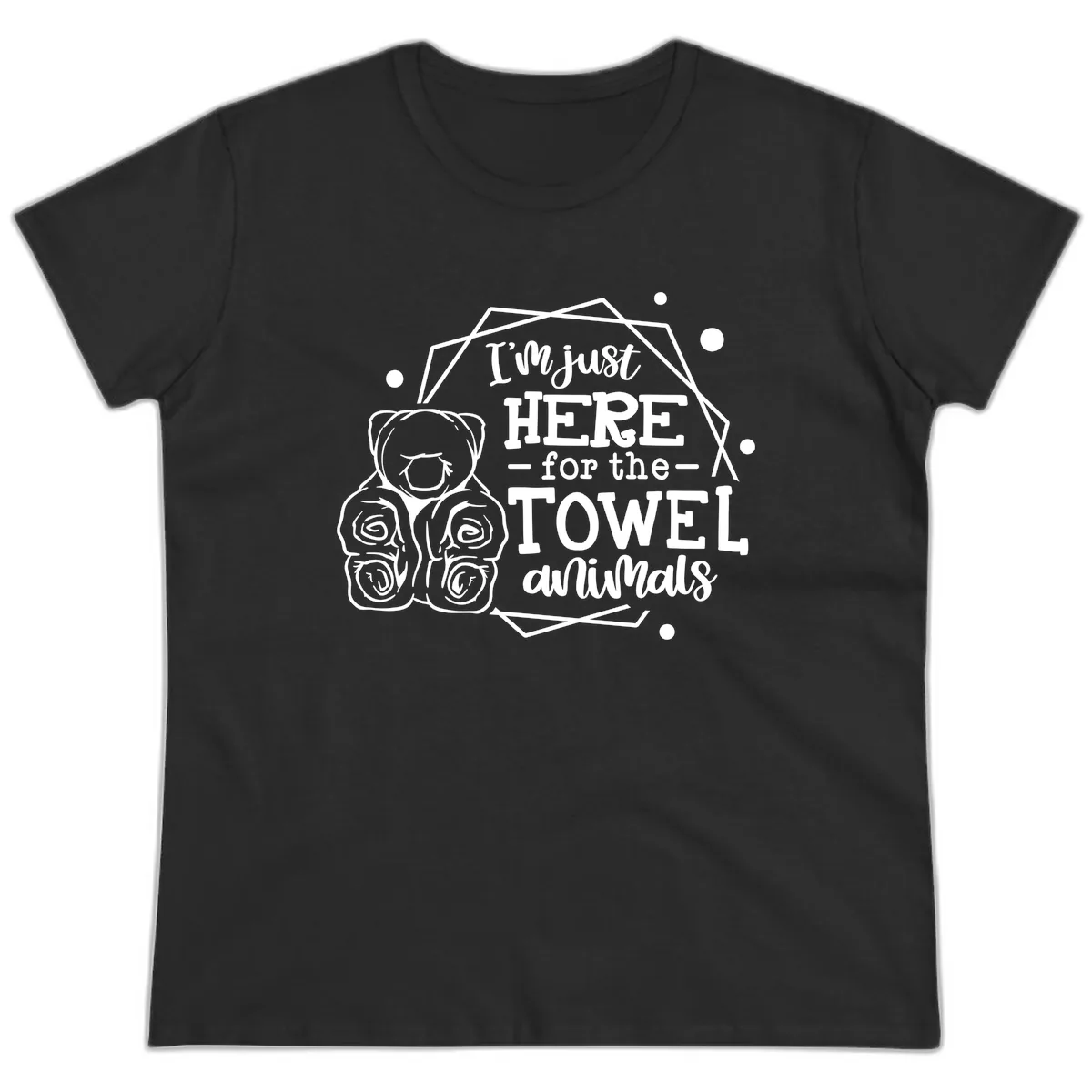 Here for the Towel Animals Ladies Tee in Black
