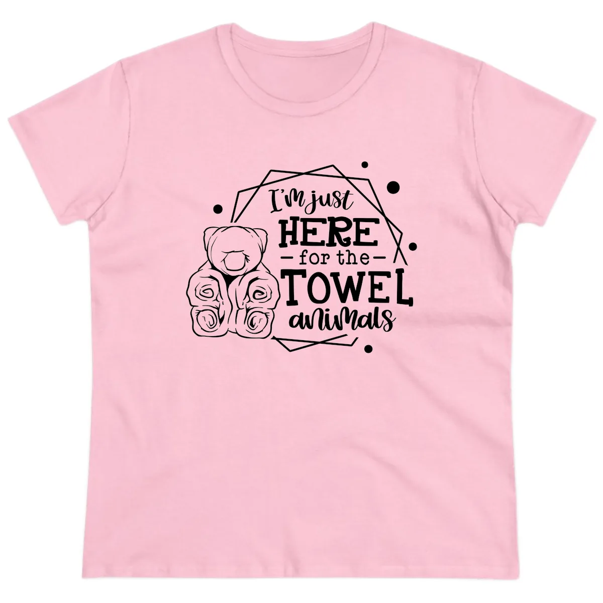 Here for the Towel Animals Ladies Tee in Light Pink