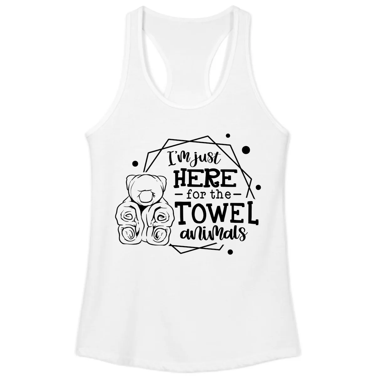 Here for the Towel Animals Ladies Tank in White