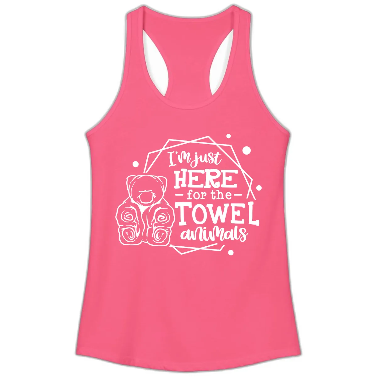 Here for the Towel Animals Ladies Tank in Solid Hot Pink