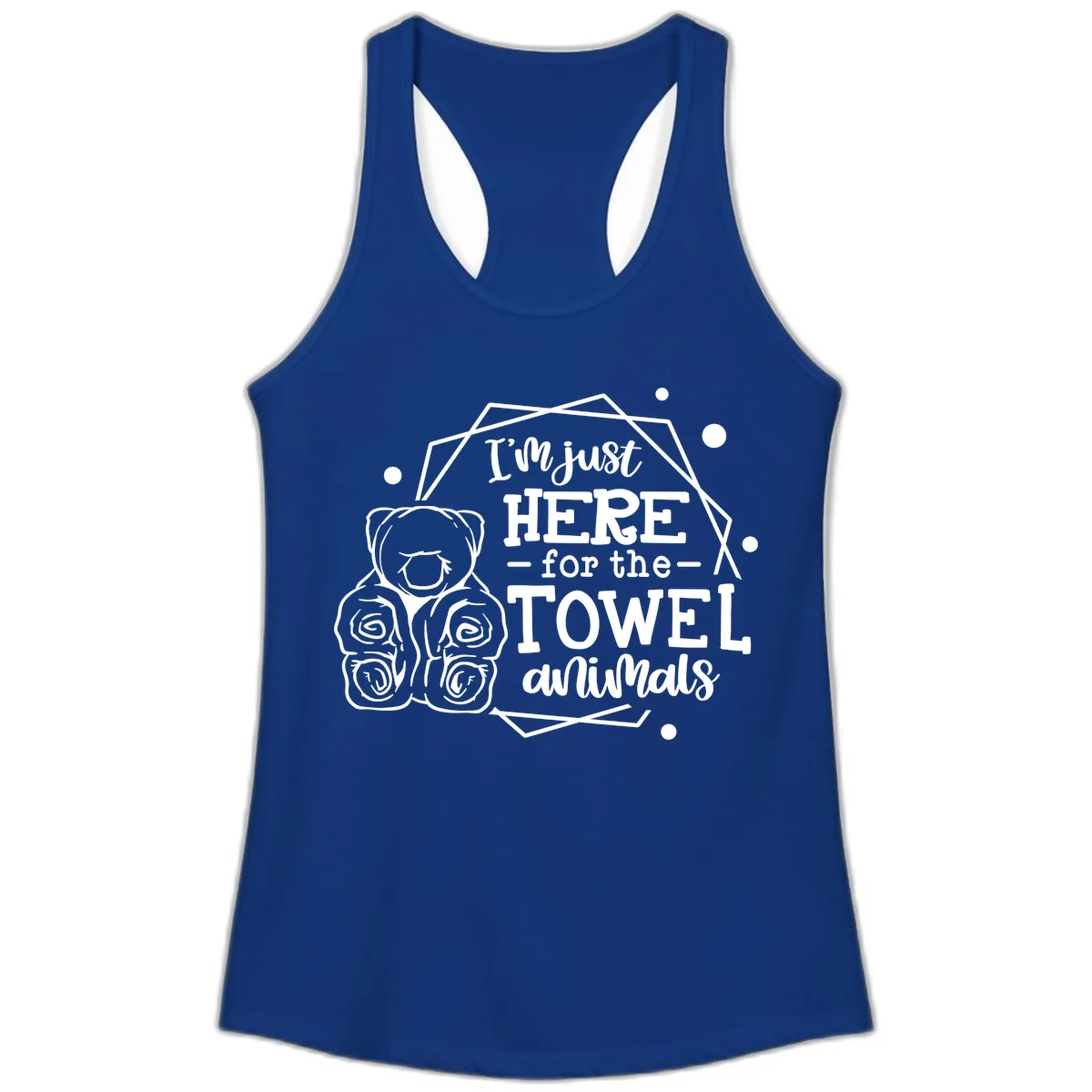 Here for the Towel Animals Ladies Tank in Solid Royal