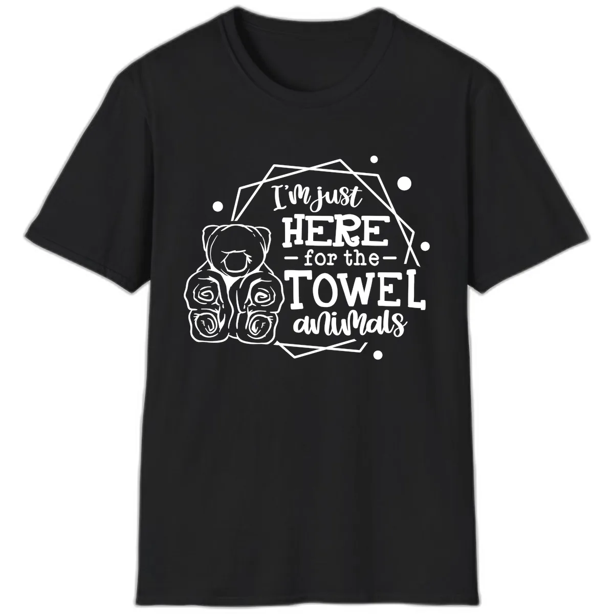 Here for the Towel Animals T-Shirt in Black