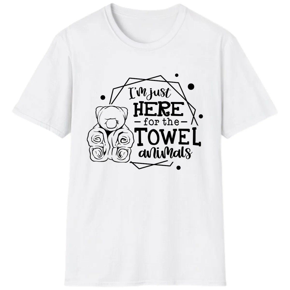 Here for the Towel Animals T-Shirt in White