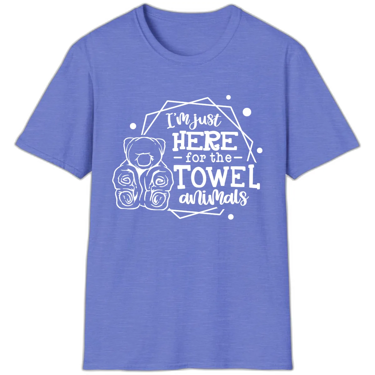 Here for the Towel Animals T-Shirt in Heather Royal