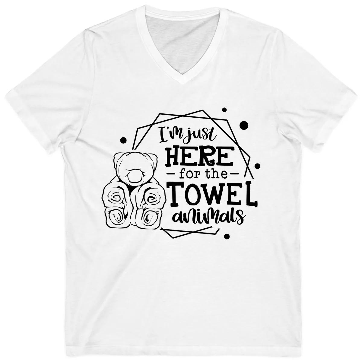 Here for the Towel Animals V-Neck in White