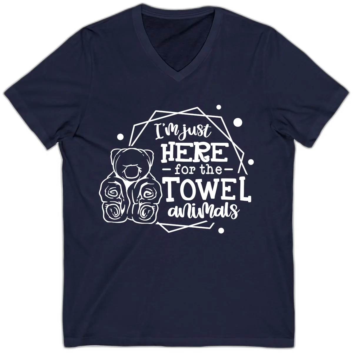 Here for the Towel Animals V-Neck in Navy