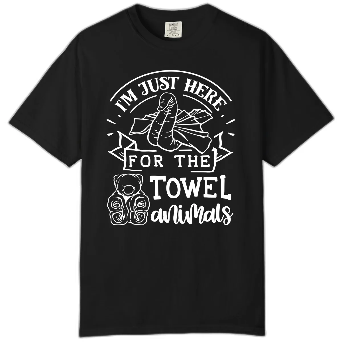 I'm Just Here For The Towel Animals Comfort Color in Black