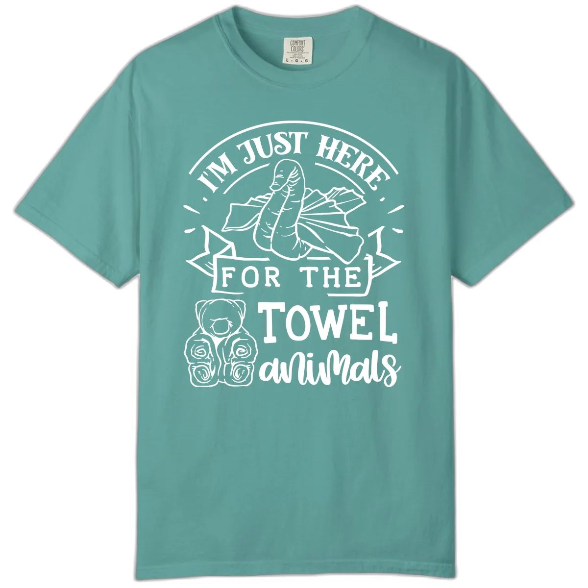 I'm Just Here For The Towel Animals Comfort Color in Seafoam