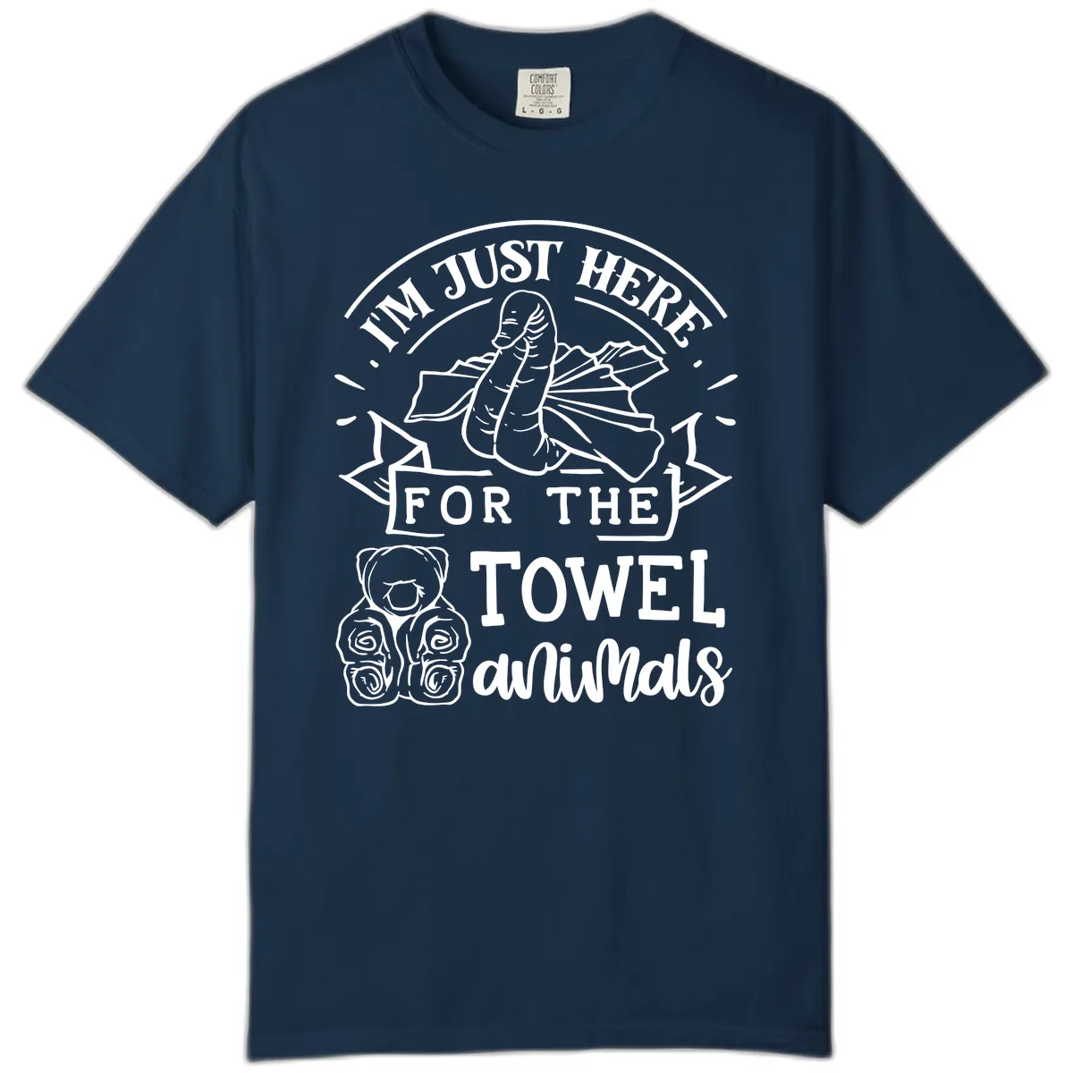 I'm Just Here For The Towel Animals Comfort Color in True Navy