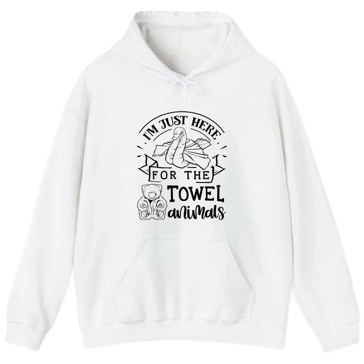 I'm Just Here For The Towel Animals Hoodie in White