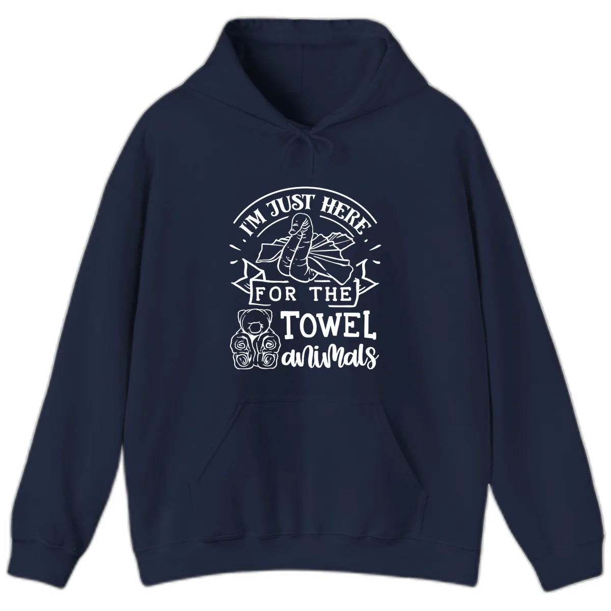 I'm Just Here For The Towel Animals Hoodie in Navy