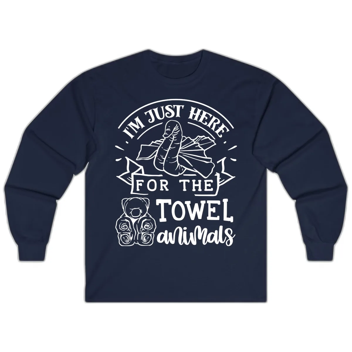 I'm Just Here For The Towel Animals Long Sleeve in Navy