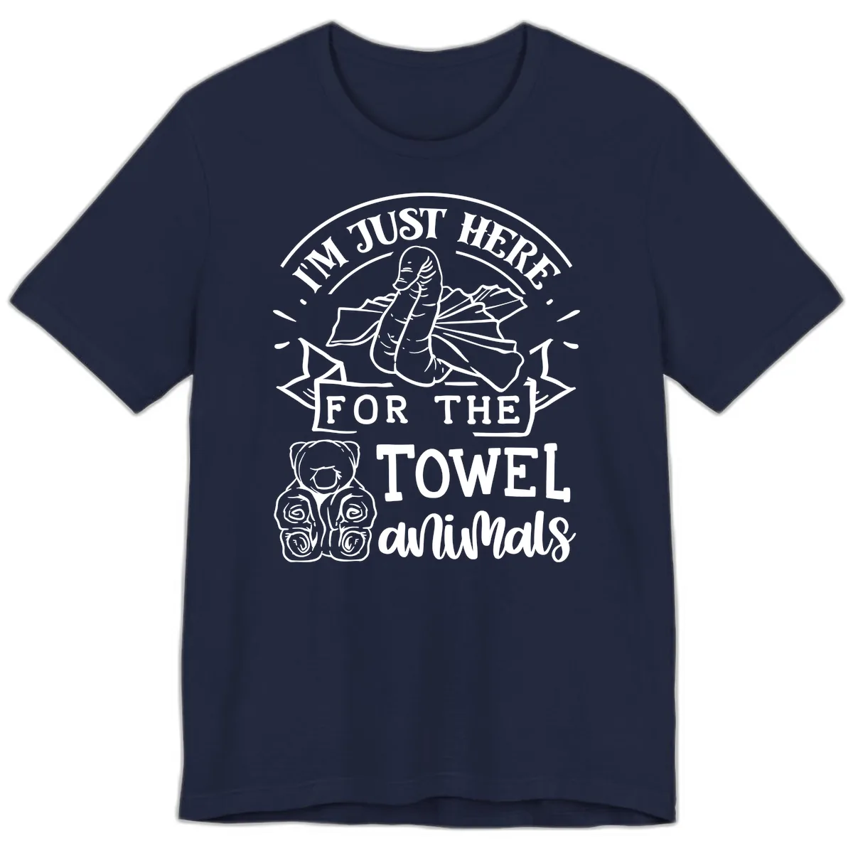 I'm Just Here For The Towel Animals Premium T-Shirt in Navy