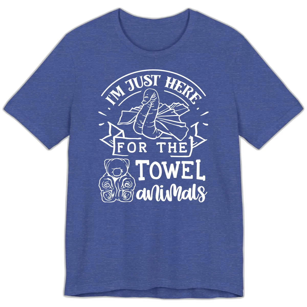 I'm Just Here For The Towel Animals Premium T-Shirt in Heather True Royal