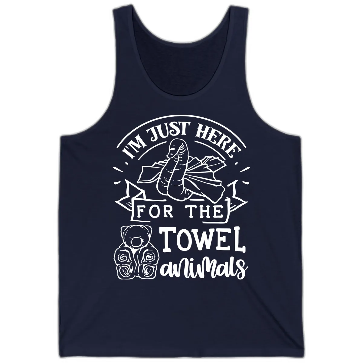 I'm Just Here For The Towel Animals Tank in Navy