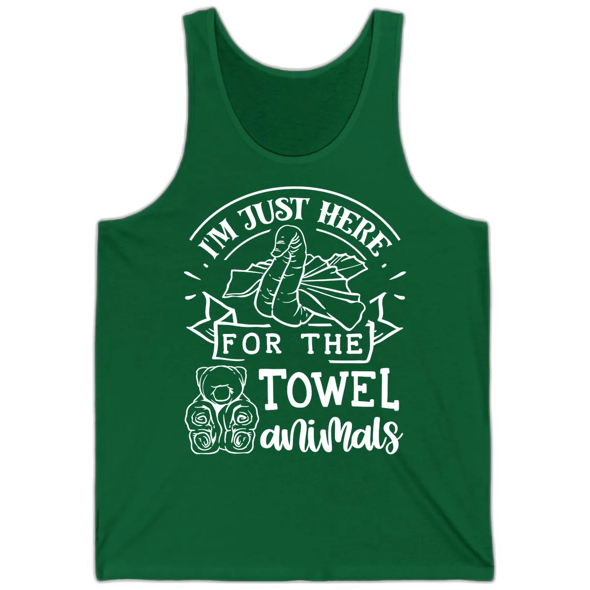 I'm Just Here For The Towel Animals Tank in Kelly