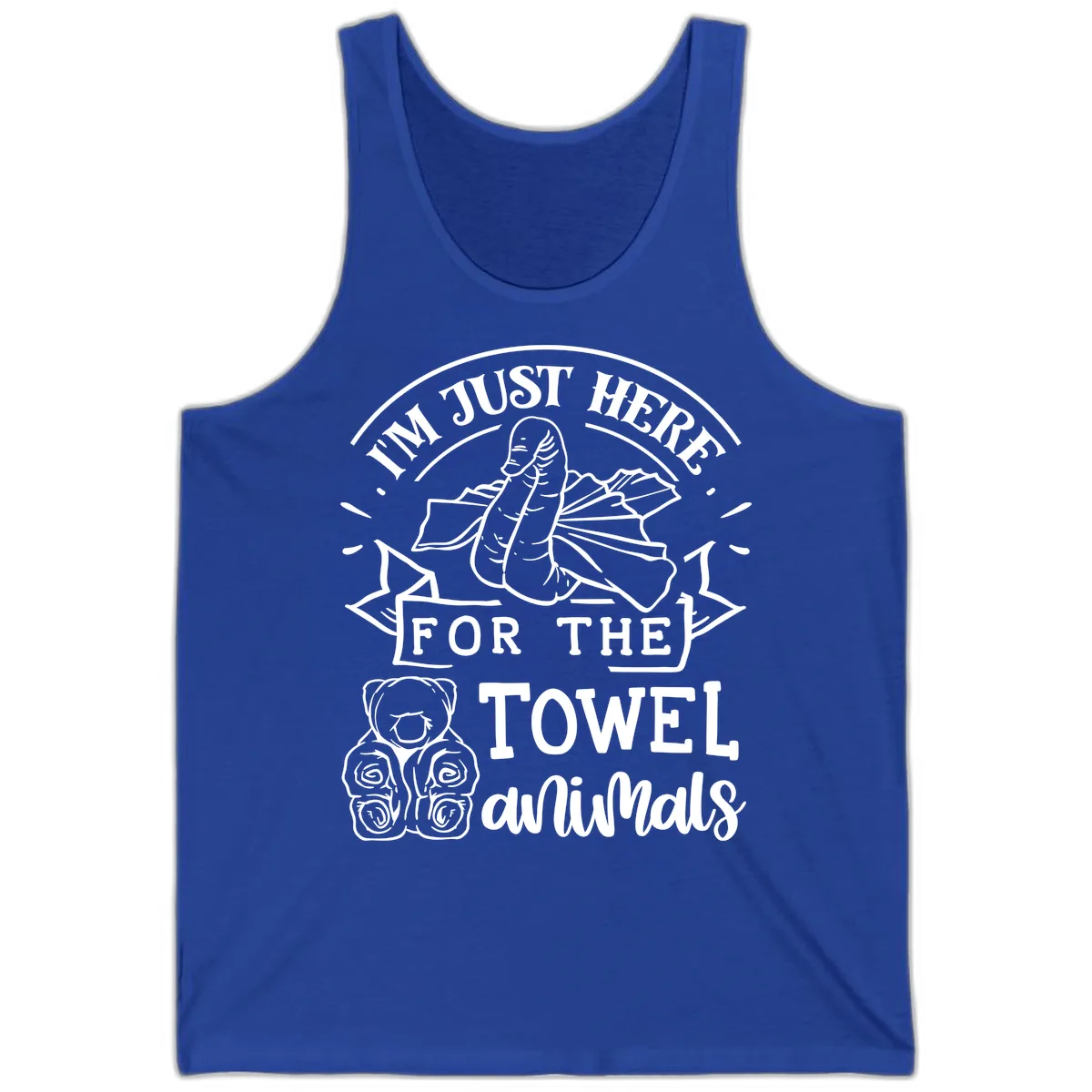 I'm Just Here For The Towel Animals Tank in True Royal