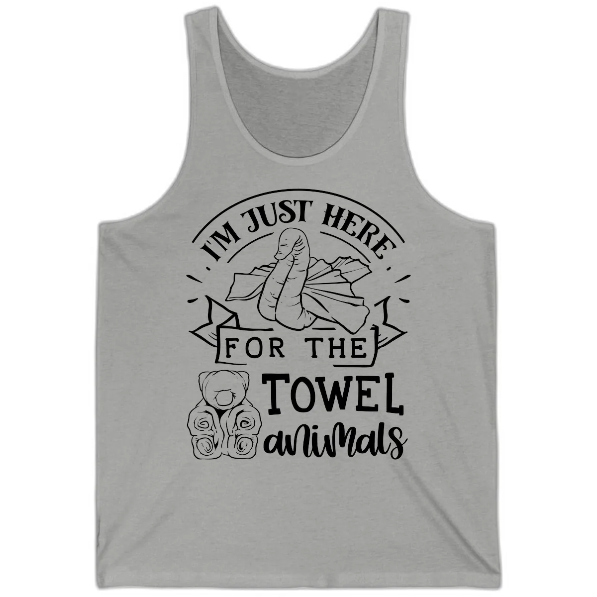 I'm Just Here For The Towel Animals Tank in Athletic Heather