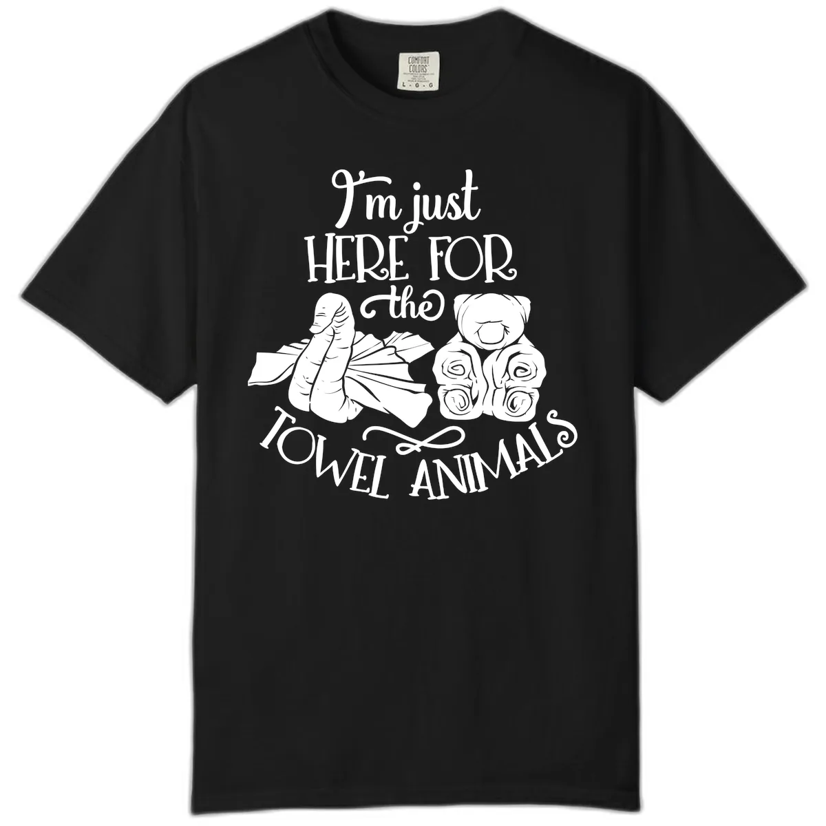Here For The Towel Animals Cruise Design Comfort Color in Black