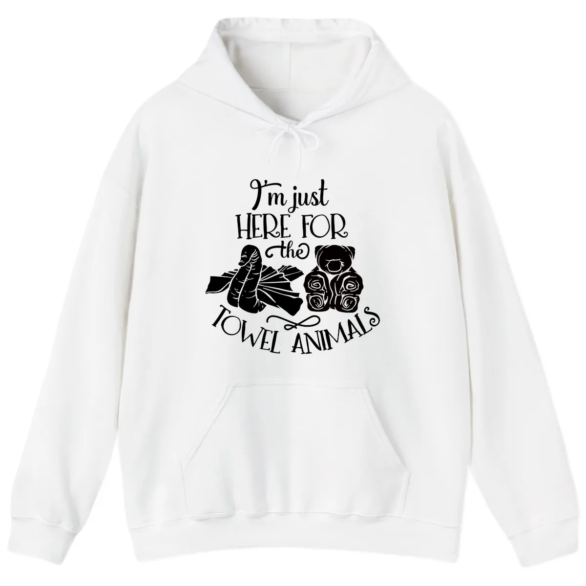 Here For The Towel Animals Cruise Design Hoodie in White