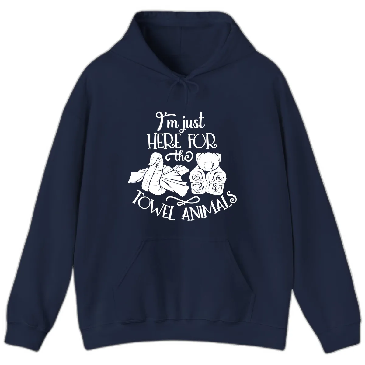 Here For The Towel Animals Cruise Design Hoodie in Navy
