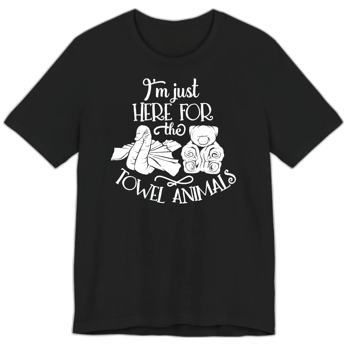 Here For The Towel Animals Cruise Design Premium T-Shirt in Black