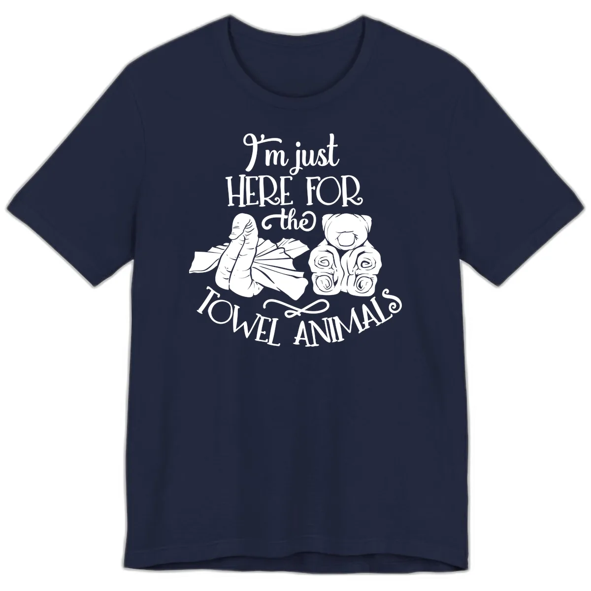 Here For The Towel Animals Cruise Design Premium T-Shirt in Navy