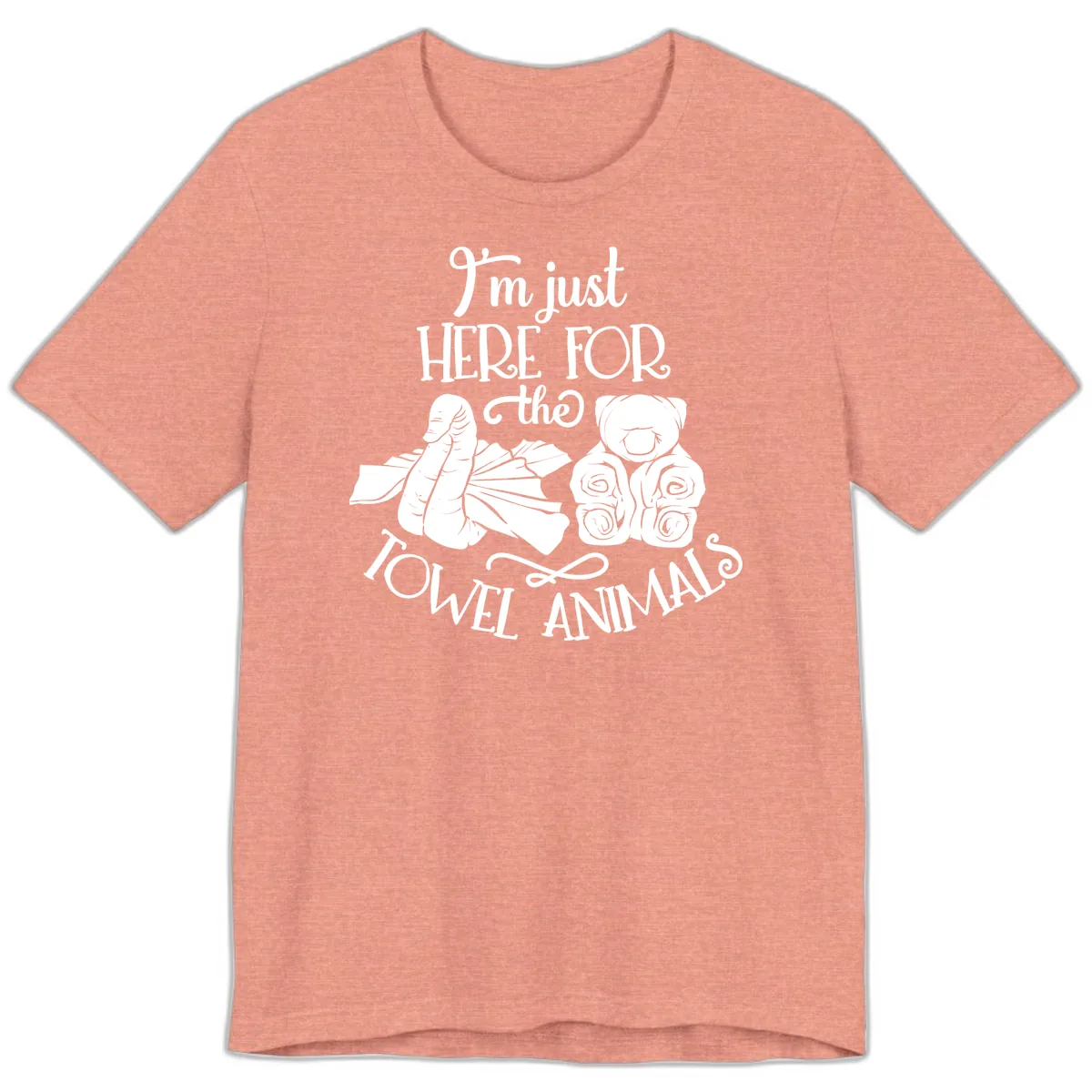 Here For The Towel Animals Cruise Design Premium T-Shirt in Heather Sunset