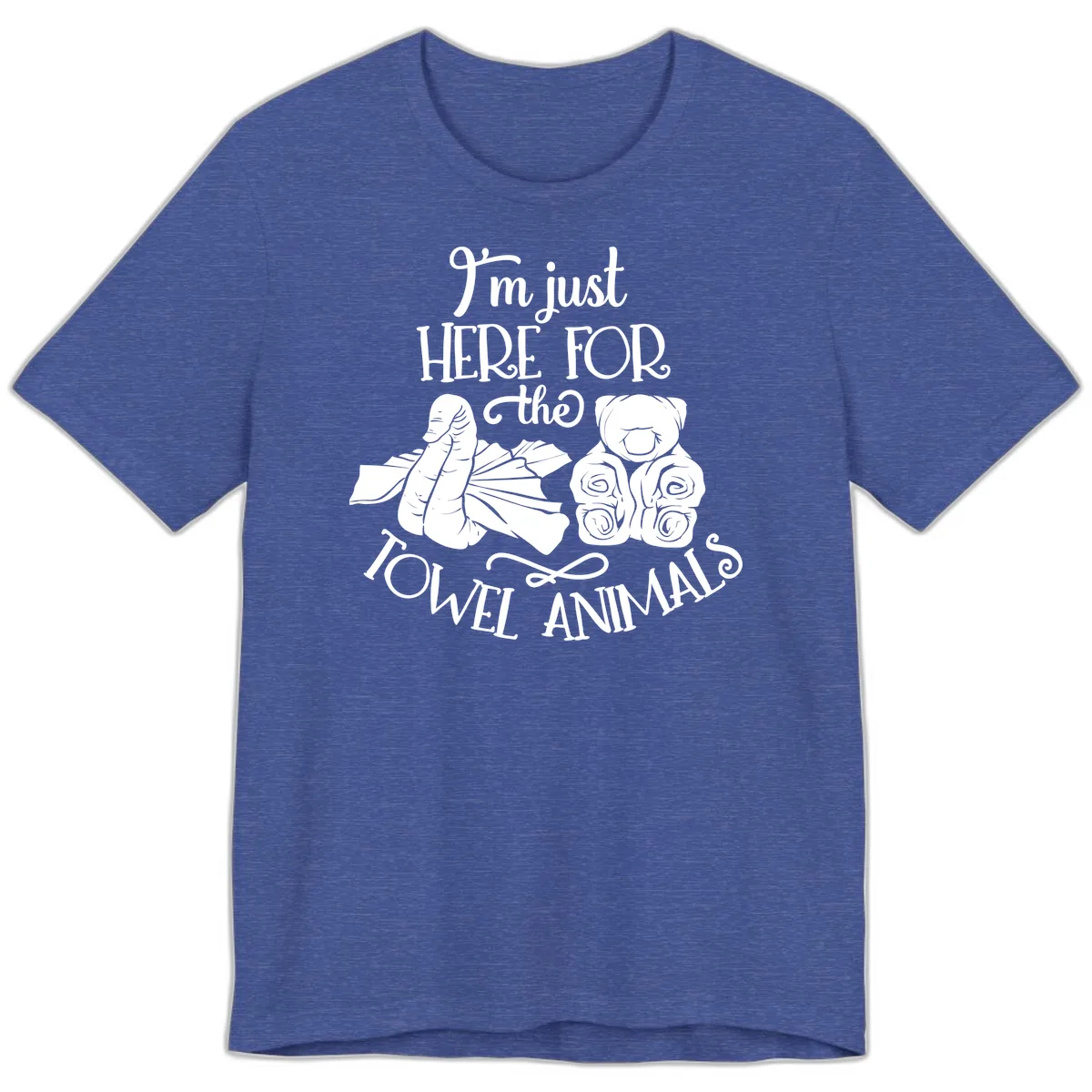 Here For The Towel Animals Cruise Design Premium T-Shirt in Heather True Royal