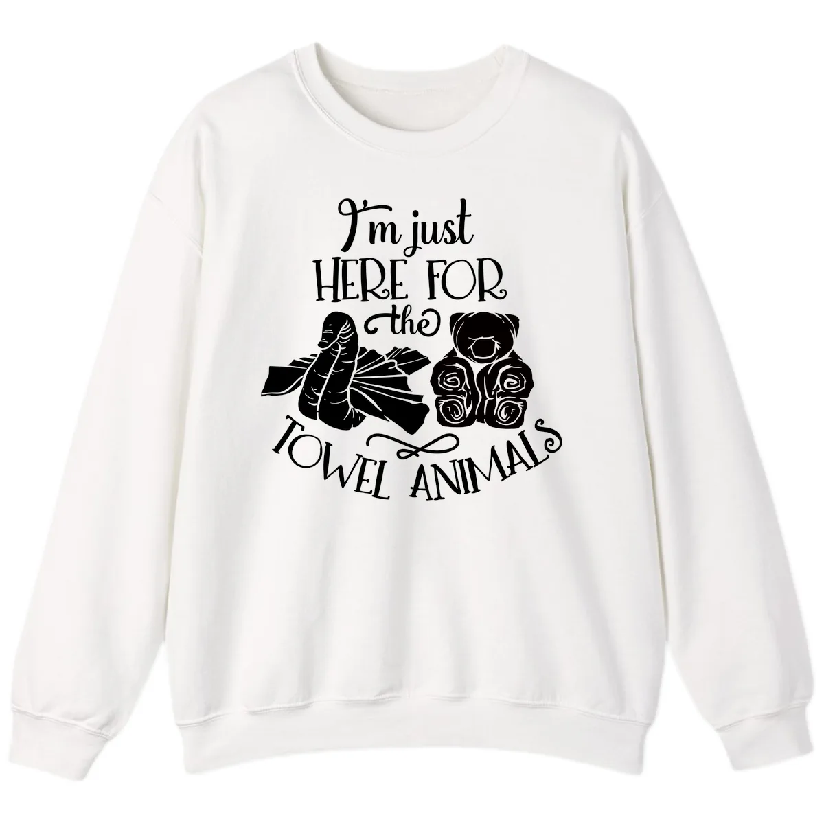 Here For The Towel Animals Cruise Design Sweatshirt in White