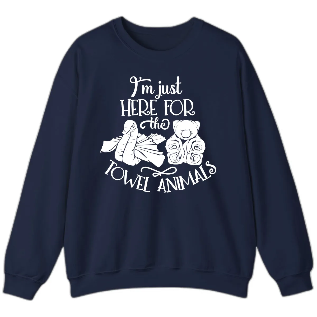 Here For The Towel Animals Cruise Design Sweatshirt in Navy