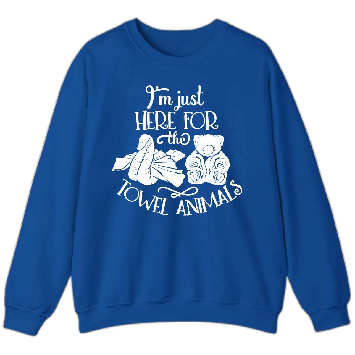 Here For The Towel Animals Cruise Design Sweatshirt in Royal