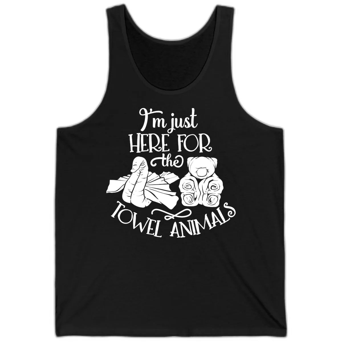 Here For The Towel Animals Cruise Design Tank in Black